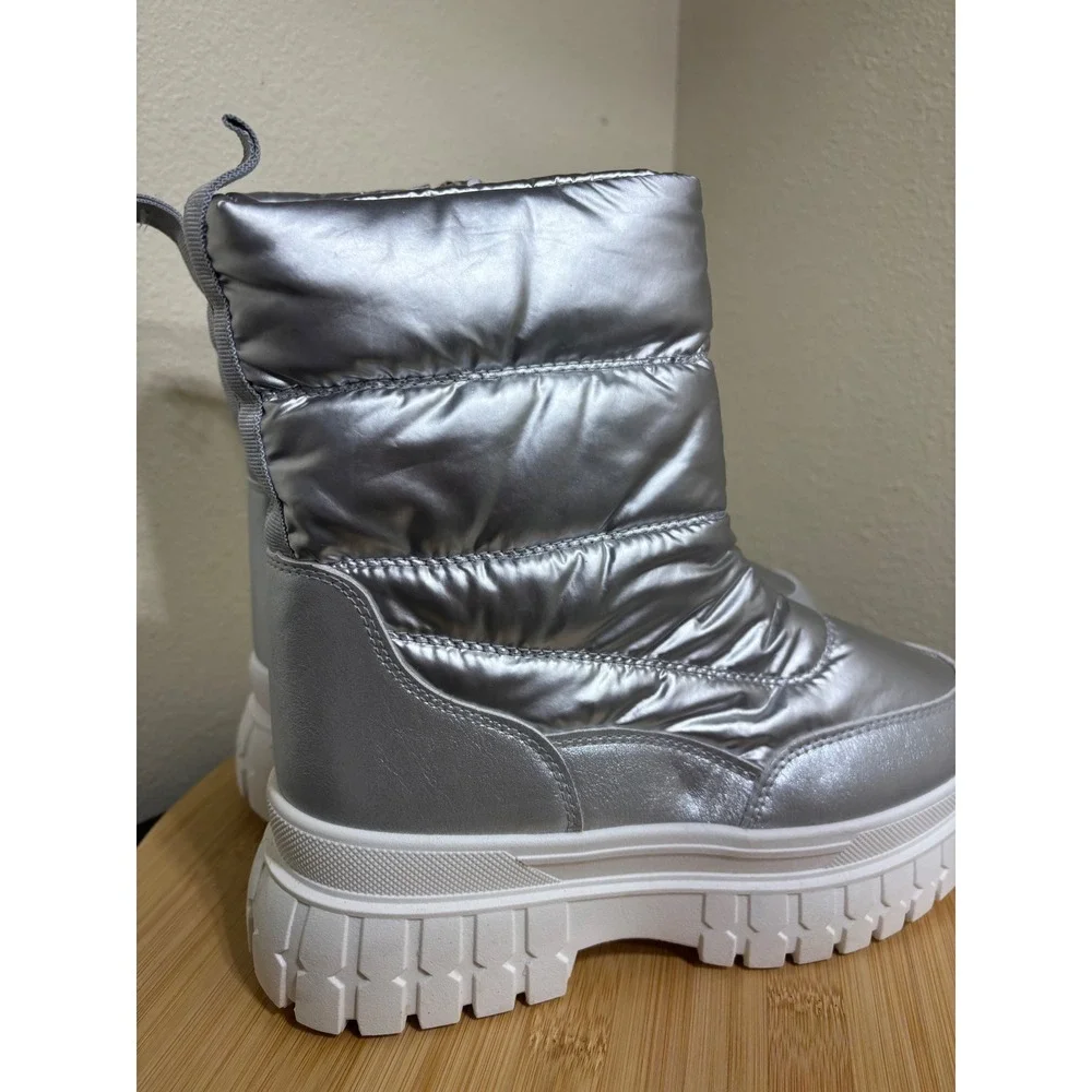 Dirty Laundry Dashh Puff Platform Bootie Size 8 Silver Metallic Quilted Puffer